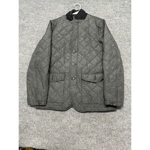 Tommy Hilfiger Jacket Mens Size M Gray Quilted Houndstooth Full Button